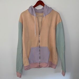 American Apparel Zip Hoodie Pastel Colorblock XL